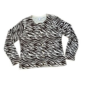 NEW Charter Club zebra gold button cardigan XL